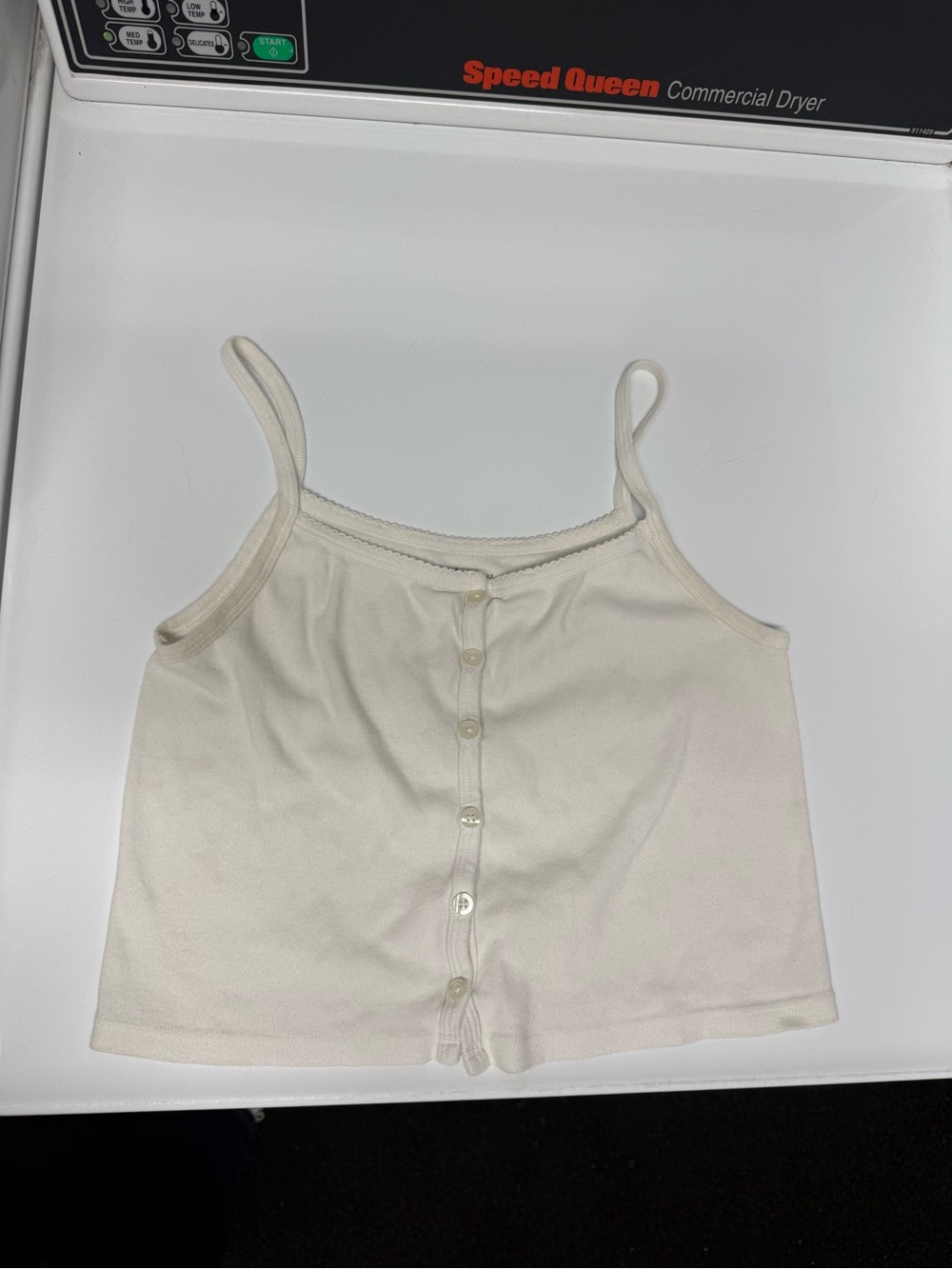 Brandy Melville Cream Button-Front Crop Tank
